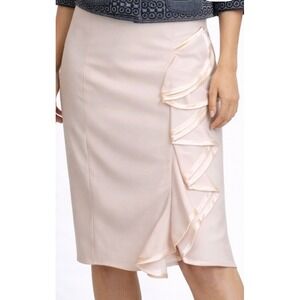 Nanette Lepore Ivory Hypnotic Ruffle Skirt ~2~Modern, pencil style